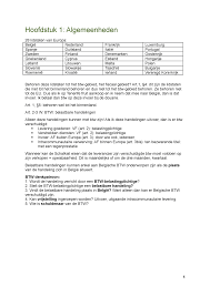 Samenvatting Praktisch Btw Recht College Alle Hoofdstuk 1 Algemeenheden 28 Lidstaten Van Europa Studocu