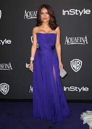 The 2021 golden globes may have looked a little different due to the coronavirus pandemic, but that didn't stop celebrities from stunning fans with their fashion choices. Salma Hayek Royal Blue Evening Gown 2015 Instyle And Warner Bros Golden Globe Awards Post Party Thecelebritydresses