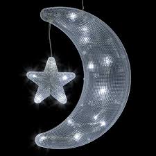 Fensterbild Mond Mit Stern 20 Led Weiss Weihnachtsdeko Fensterlicht Batterie