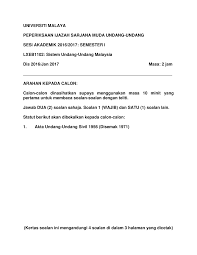 List of malaysian law acts senarai akta akta malaysia. Exam 2 January 2017 Questions Studocu