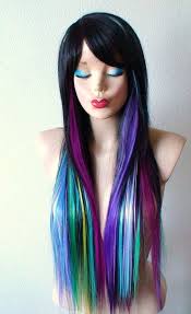 Black And Purple Ombre Wig Black Blue Purple Green Teal Pink Lavender Ombre Wig Supper Long Sleek Straight Black Color Hair Ombre Colored W Ombre Wigs Teal And Pink Blue And Purple