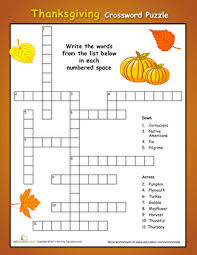 Themed crossword puzzles with a human touch. New Simple Thanksgiving Crossword Puzzle Worksheet Education Com New Halloween Activities For Kids