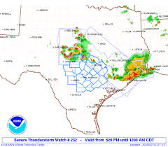 A severe thunderstorm watch remains in place for the following 10 counties in north texas: Storm Prediction Center Severe Thunderstorm Watch 232