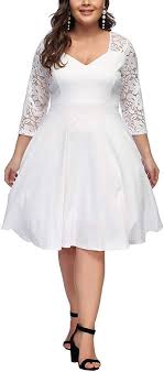 Bei größe 44 war zumeist schluss, ein hochgefühl empfand frau schon, wenn sich einmal die anschlussgrößen 46 und 48 im sortiment. Feelingirl Damen Plus Size Grosse Grossen Elegantes Langes Spitzenkleid Cocktailkleid Abendkleid Hochzeit Brautkleid Kleid Plus Grossen Spitzenkleid Cocktailkleid