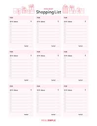 The holiday season is a time filled with joy… and shopping bags. Christmas Shopping List Template Real Simple