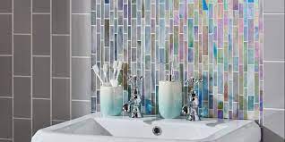 This glassworks antique grey mirror tile as an accent wall would be a stunning modern, reflective effect in a contemporary bathroom. Contemporary Modern Bathroom Tile Ideas