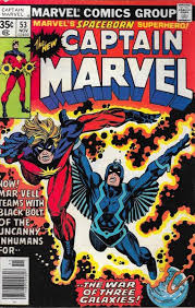 Black Bolt Vs Thanos Comic Captain Marvel 53 That S Black Bolt Of The Inhumans Sharing The Cover With Mar Vell Captain Marvel Marvel Marvel Comic Books