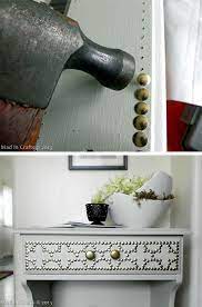 Doctor Up Your Hand Me Down Or Ikea Furniture With A Package Of Gold Pushpins Furniture Diy Furniture Makeover Furniture Projects
