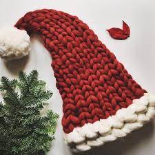 Knitted Santa Hat Hand Knitted Chunky Christmas Hat Unique Etsy Chunky Knitting Patterns Christmas Knitting Diy Santa Hat
