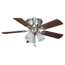Harbor Breeze Centerville 42 In Brushed Nickel Flush Mount Ceiling Fan With Light Kit Ceiling Fan With Light Ceiling Fan Light Kit Flush Mount Ceiling Fan