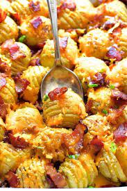 Baby Hasselback Potato Bake With Cheddar And Bacon Baby Potato Recipes Potato Side Dishes Baby Potato Appetizers