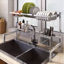 2019 New 304 Stainless Steel Kitchen Dish Rack Plate Cutlery Cup Dish Drainer Sink Dr Kitchen Dish Drainers Stainless Steel Kitchen Shelves Drying Rack Kitchen