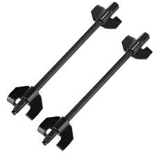 Cet outil est conçu pour se glisser sous l'écrou de la tige d'amortisseur pour maintenir le ressort comprimé et permettre la séparation de l'écrou et du bouchon de fourche. Werkzeuge Paire Compresseurs De Ressort Amortisseur 4 Griffes 370mm Enyc