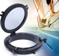 8 Inch Round Porthole Window With For Boat, Yacht, Marine - Black