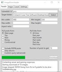 This webpage downloads images and gifs from subreddits and users, zips them up and hands them to you. Free Batch Reddit Image Downloader Software