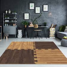 Sorbus Wood Grain Floor Mats Foam Interlocking Mats Tile 3 8 Inch Thick Flooring Wood Mat Tiles Borders Home Office Playroom Basement Trade Show 4 Tiles 16 Sq Ft Wood Grain Combo