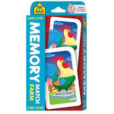 Children simply lay out all the cards facedown and flip them over two at a time to make a match. School Zone Memory Match Farm Card Game Ages 3 Preschool To Kindergarten Animals Early Reading Counting Matching Vocabulary And More School Zone Game Card Series Buy Online In Bahamas At