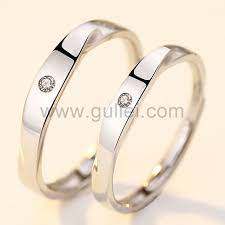Simple Unisex Engraved Couples Expandable Promise Rings Promise Ring Set Platinum Diamond Wedding Band Wedding Rings For Women