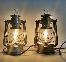Set Of 2 Lantern Lamps Large Electric Lantern Vintage Railroad Lantern Rustic Table Lamps Industria Electric Lanterns Rustic Table Lamps Lantern Table Lamp