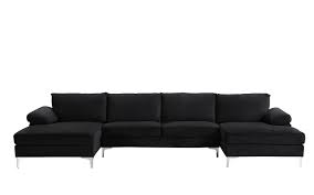 Our modular sofas come in faux leather, leather the great thing about modular sectional sofas is that you can create your own combination, so you get exactly what you want. Black Large Velvet Fabric U Shape Sectional Sofa Double Extra Wide Chaise Lounge 649862752896 Ebay