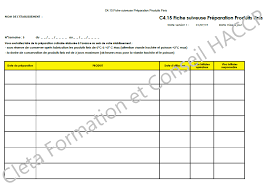 Une déclaration de rappel s'effectue en renseignant les informations conduisant à la création d'une fiche de rappel. Fiche Pms Haccp C4 15 Fiche Suiveuse Preparation Produits Finis Cleta Formation Et Conseil Haccp