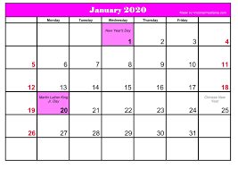 January Holidays 2020 January 2020 Calendar With Festival Dates Events Calendar Template Holiday Printable Templates Holiday Calendar