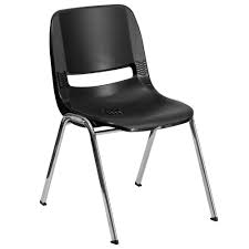 Hercules Series 440 Lb Capacity Black Ergonomic Shell Stack Chair With Chrome Frame And 12 In Seat Height Flash Furniture Chair Stackable Chairs