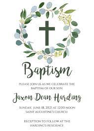 Greenery Baptism Invitation Boy Baptism Invitation Printable Baptism Template Christening Invite Instant Download Gender Neutral Gb In 2021 Baptism Invitation For Boys Baptism Invitations Christening Invitations