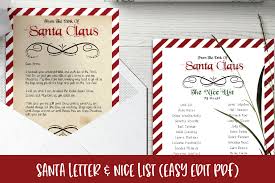 Printable stationery with the words, from the desk of. Santa Letter Nice List Editable Christmas Pdf Template 326532 Templates Design Bundles