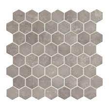 Made from porcelain with an unpolished tile visual. Daltile Vh07 Vintage Hex Artifact Gray Hexagon Mosaic Home Decor Az