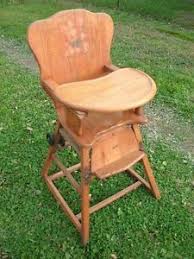Antique Vtg Wooden Child S Maple Baby High Chair Walker Wood Tray Art Deco 1930s Antique High Chairs Vintage High Chairs Art Chair