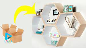 Ide Kreatif Membuat Rak Buku Dinding Dari Bahan Kardus Bekas Diy Room Kamar Diy Kardus Penyimpanan Kerajinan