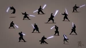 Thinking Of Having A Trail Bunch Of Silhouettes Of Jedi Sith Dueling Maybe Even A Captured Frame That Represents Each Epic Duel Throughout The Years Siluet