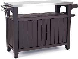 Want to watch us netflix? Amazon Com Keter Unity Xl Portable Outdoor Table And Storage Cabinet With Hooks For Grill Accessories Stainless Steel Top For Patio Kitchen Island Or Bar Cart Espresso Brown Garden Outdoor