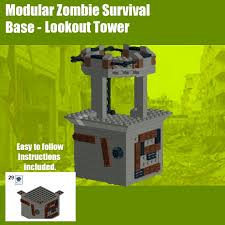 Zombies have kidnapped his family. Modular Zombie Survival Base Lookout Tower From Bricklink Studio