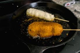 Korean Street Food Hotdog Aka Corn Dog Chopsticks And Flour Tartas