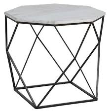 Kingston Industrial Loft Black Steel White Marble Angular Side Table Side Table End Tables Table