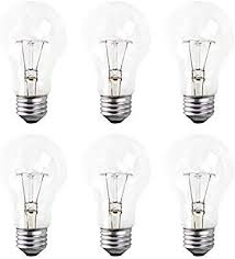 A19 Clear Incandescent Rough Service Light Bulb 60 Watt Long Life 10000 Hours 2700k Soft White E26 Medium Base 490 Lumens 130v 6 Light Bulb 2700k Bulb