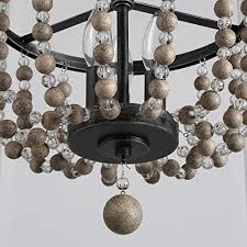 This lighting type provides a popular alternative to areas where ceilings may be too low for pendant or chandelier lighting that can restrict traffic flow of people walk. Laluz Semi Flush Mount Ceiling Light 3 Light Bohemian Lighting For Entryway Foyer Distressed Wood Beads Dark Silver Farmhouse Goals