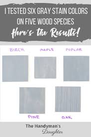 The differences between the grey wood stain colors became apparent quickly after the first coat. 6 Grey Wood Stain Colors On 5 Different Wood Species Staining Wood Grey Stained Wood Wood Stain Colors