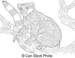 Online coloring pages for kids and parents. Zentangle Stylized Lemur Coloring Page Of Lemur Madagascar Animal Freehand Sketch Drawing For Adult Antistress Coloring Canstock