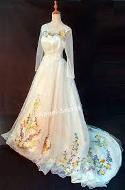 P305 Movie Costume Cinderella 2015 Ivory Gown Wedding Bridal 100cm Long Train Thumbn Wedding Dresses Cinderella Long Train Wedding Dress Long Wedding Dresses