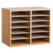 The marvel mailroom furniture 25 slot literature organizer with cabinet is made of heavy duty steel and high pressure laminate. Adiroffice Wood Adjustable 12 Compartment Literature Organizer Medium Oak 500 12 Meo The Home Depot