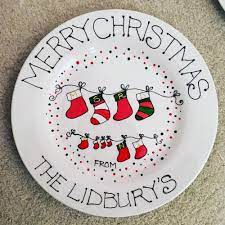 Handpainted Personalised Christmas Eve Plate Ebay Christmas Eve Plate Christmas Plates Cookies For Santa Plate