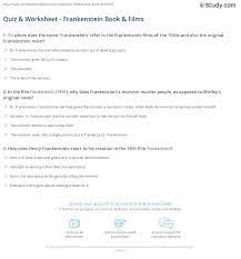 29 fun halloween trivia questions. Quiz Worksheet Frankenstein Book Films Study Com
