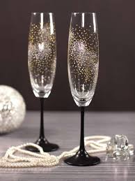 New Years Firework Champagne Flutes Painted Wine Glasses Hand Painted Wine Glasses Painting Glassware