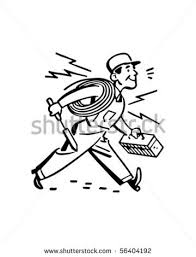 Electrician Hurrying To The Job Retro Clip Art Clip Art Art Retro