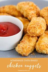 Dip the nuggets in tapioca starch and make sure they are well coated, shake off the excess, dip in egg wash, shake off excess, then dip in the pork panko and make sure to cover well. Oven Baked Homemade Chicken Nuggets Bake Play Smile
