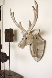 Kalalou Recycled Wooden Deer Head Wall Hanging Wood Deer Head Reclaimed Wood Wall Decor Deer Heads Wall