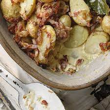 Jersey Royal And Bacon Gratin Recipe Side Dishes Recipes Vegetable Dishes